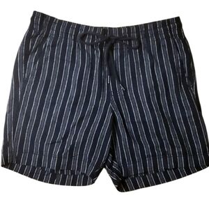 Aeropostale Mens Linen Blend Striped Black Jogger‎ Shorts Size Small